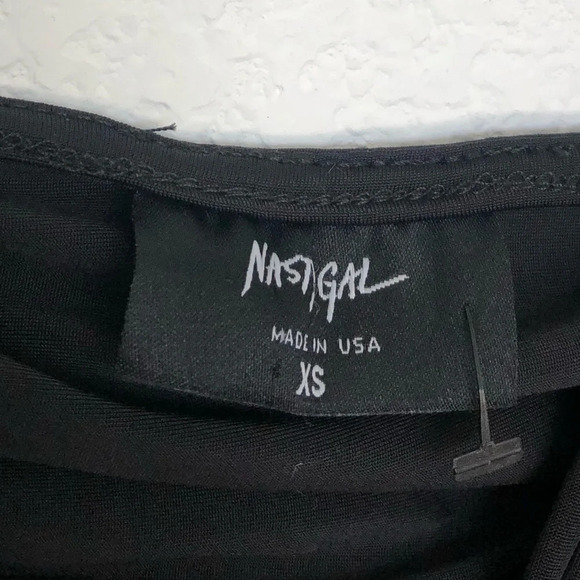 Nasty Gal Tie Us Up Ruched Black Crop Top Xsmall - Picture 4 of 6